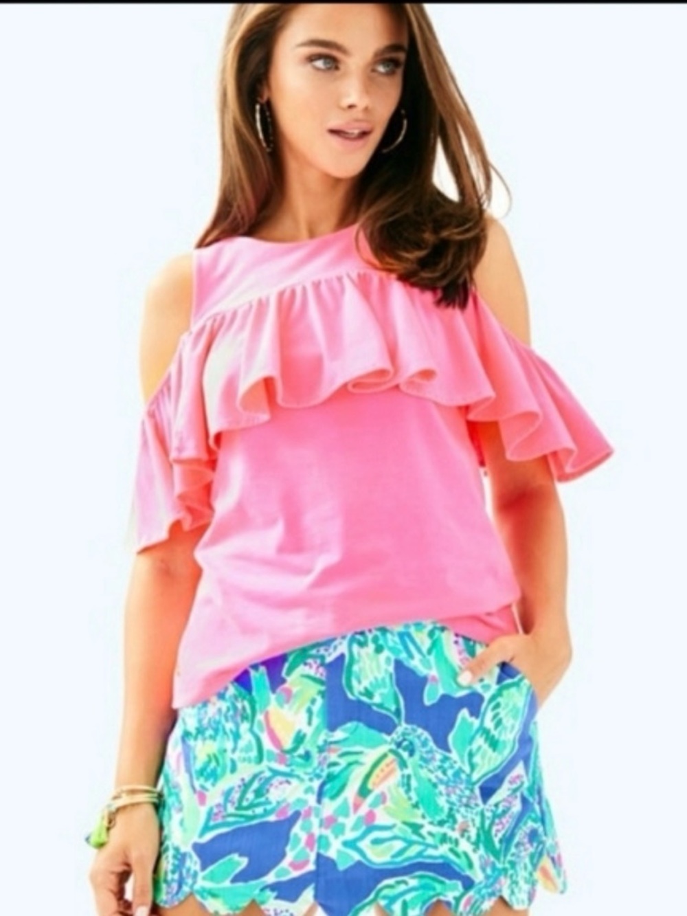 Lilly Pulitzer Hot Pink Ruffle Tank Top
